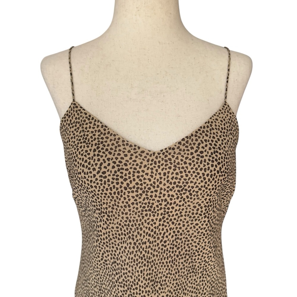 Vintage 90s Y2K Ann Taylor Silk Chiffon Cheetah Animal Print Slip Dress sz 2